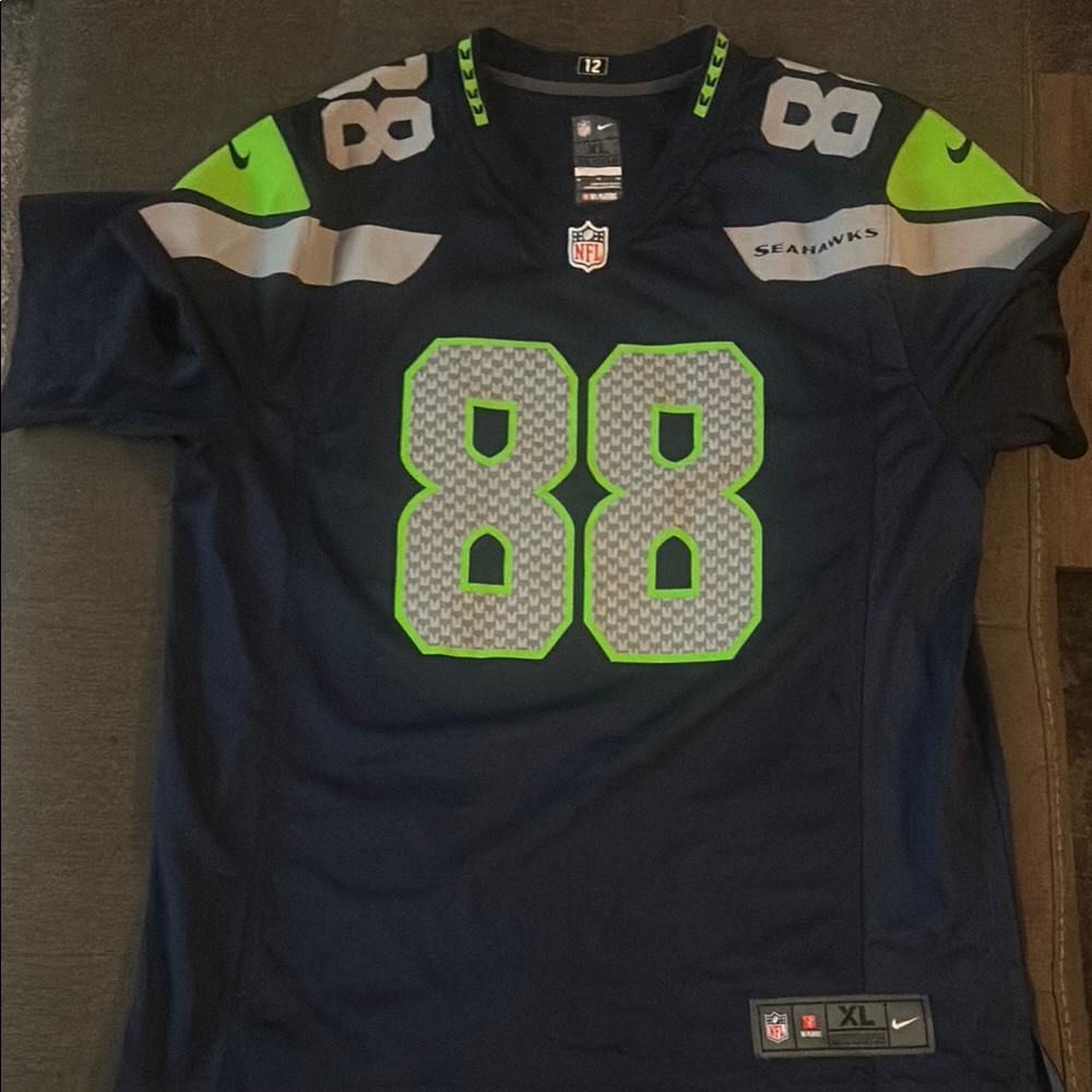 Nike Navy and Neon Green Seahawks Jersey